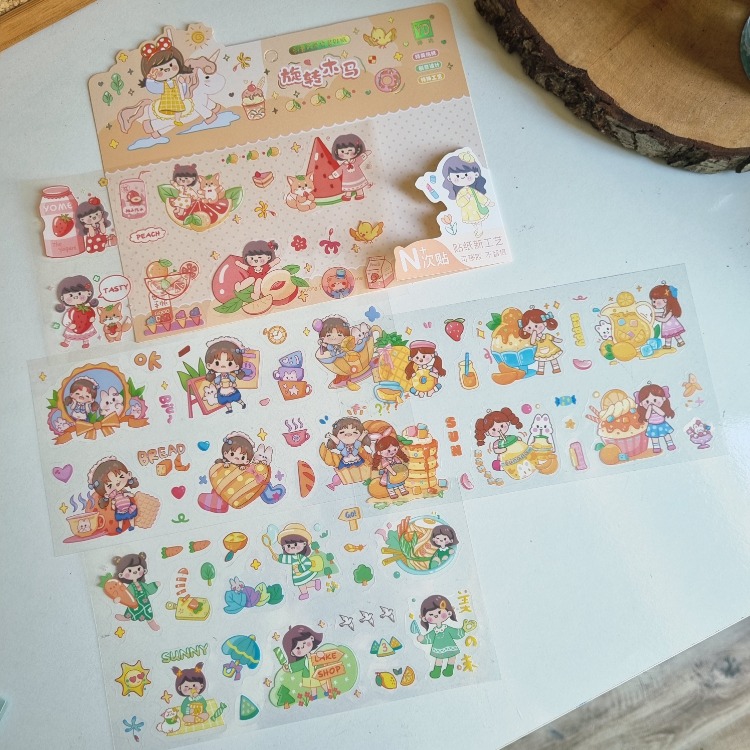 Sevimli Kız 4 Sayfa Şeffaf Sticker