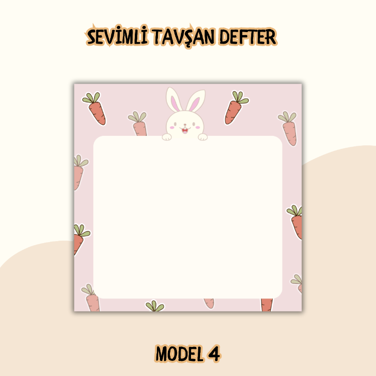 5 Seçenekli Tavşanlı Tutkallı Not Defteri