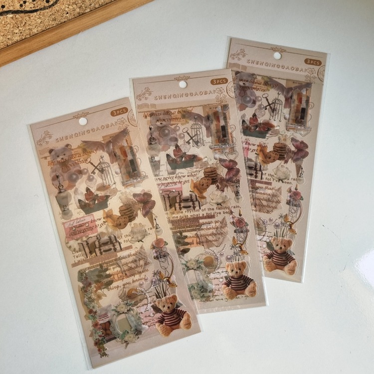 3 Sayfa Vintage Sticker Seti (8 Farklı Model Seçeneği)