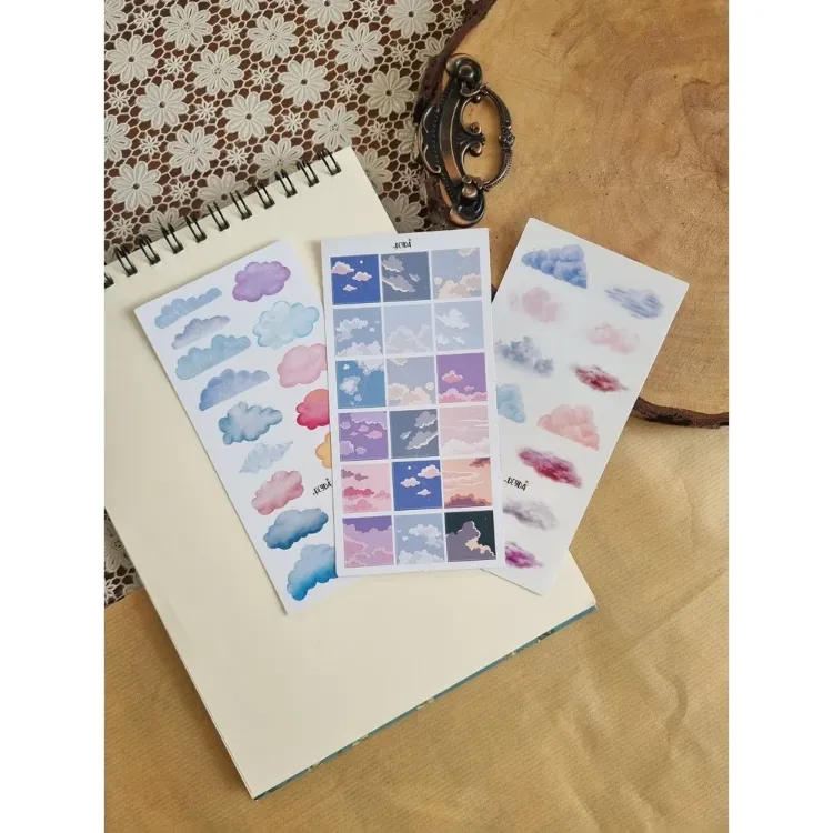 3'lü Bulut Desenli Sticker Paketi 