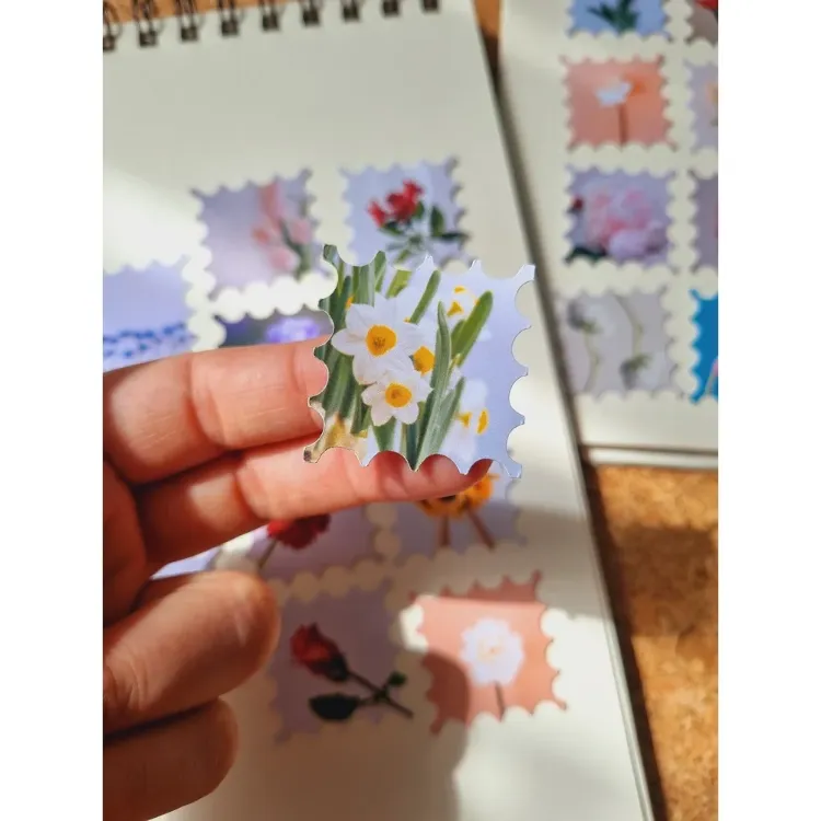 Çiçek Pul Kutulu Sticker