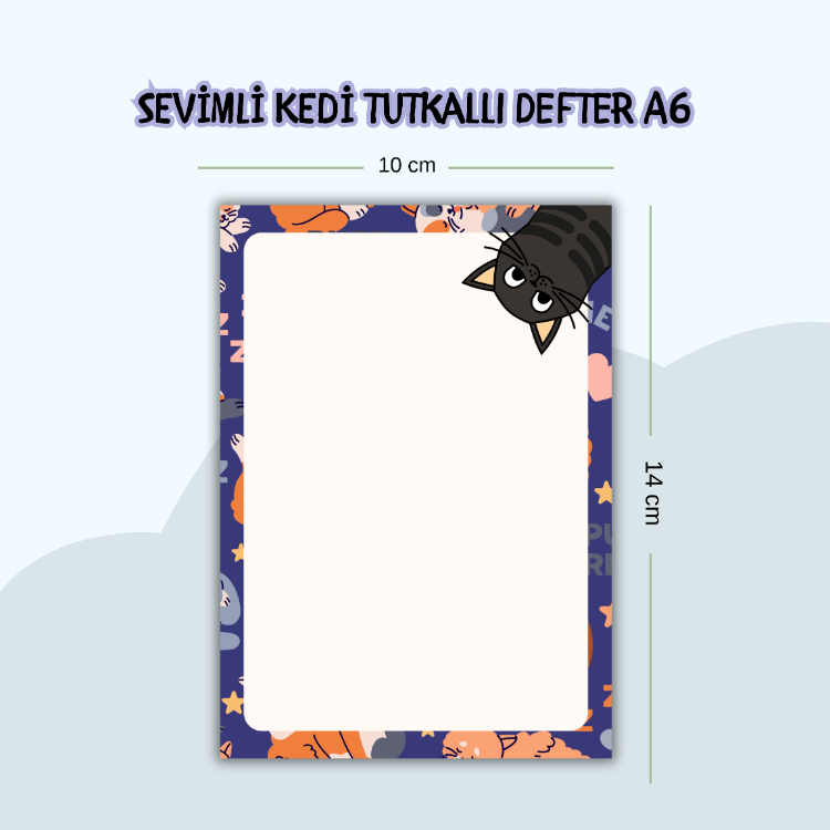 Sevimli Kedi Tutkallı Defter