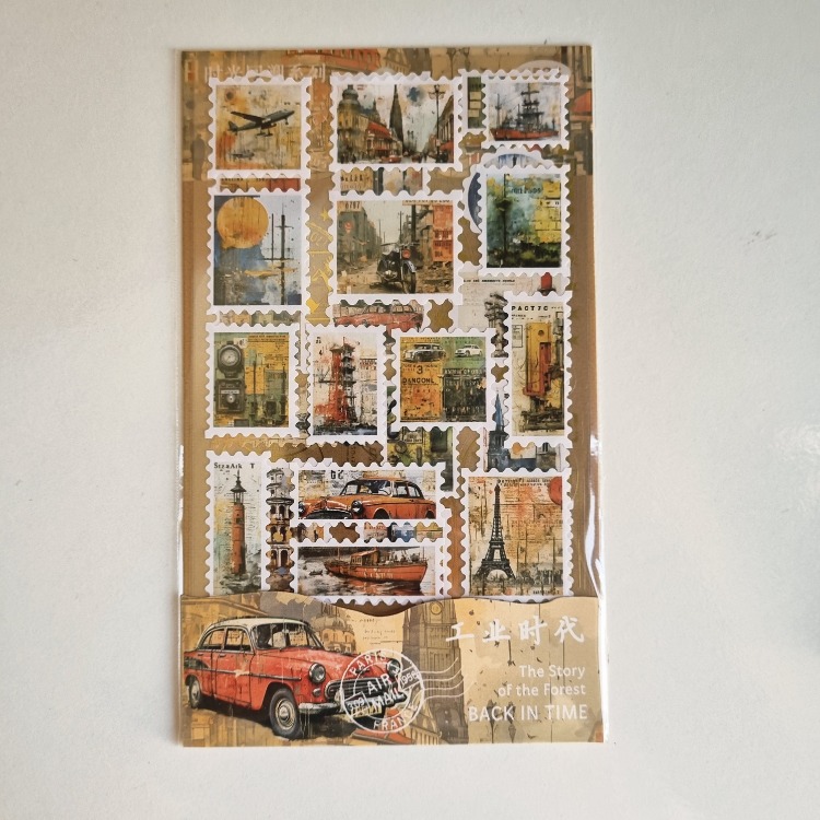 4 sayfa Vintage Pul Stickerlar