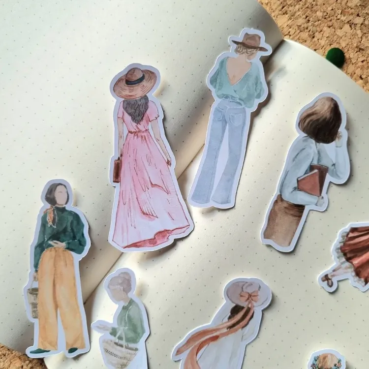 Suluboya Tasarımlı Kız Sticker