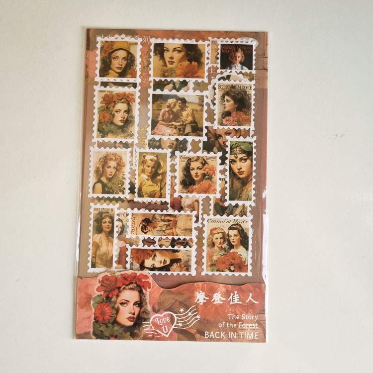 4 sayfa Vintage Pul Stickerlar