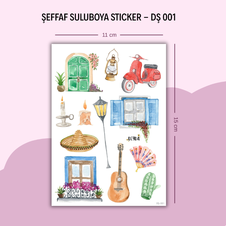 DŞ-001 Suluboya Tasarım Sticker