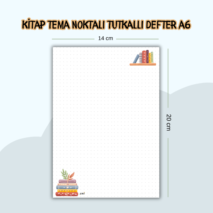 Kitap Temalı Noktalı Defter 