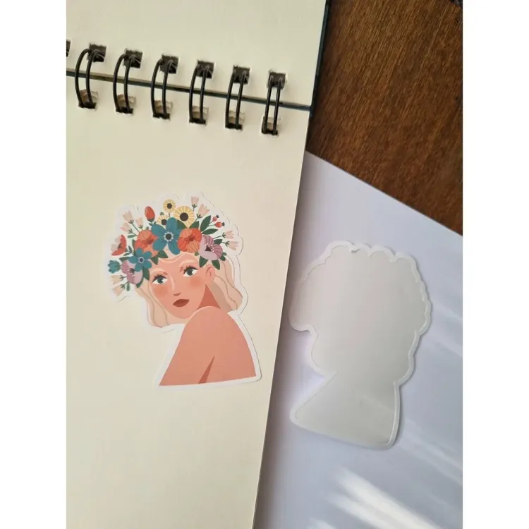 3 Adet Çiçekli Kız Sticker