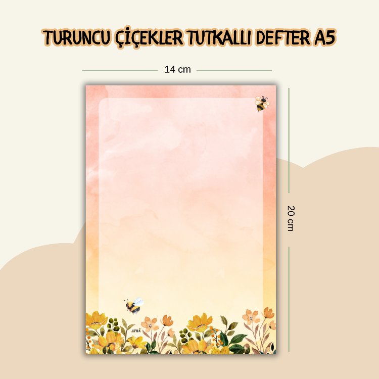 Turuncu Çiçekler Defter A5