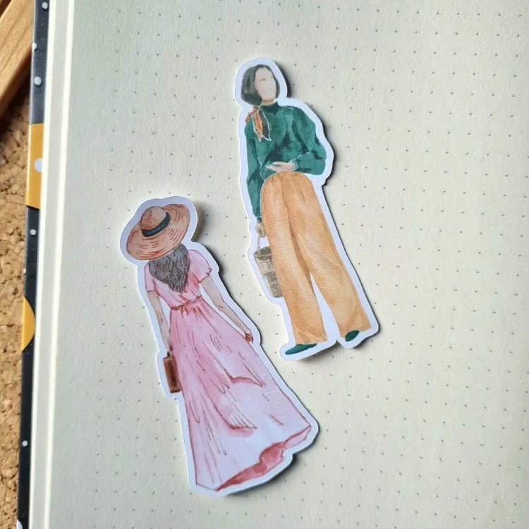 Suluboya Tasarımlı Kız Sticker