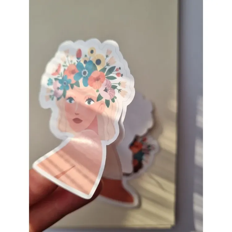 3 Adet Çiçekli Kız Sticker
