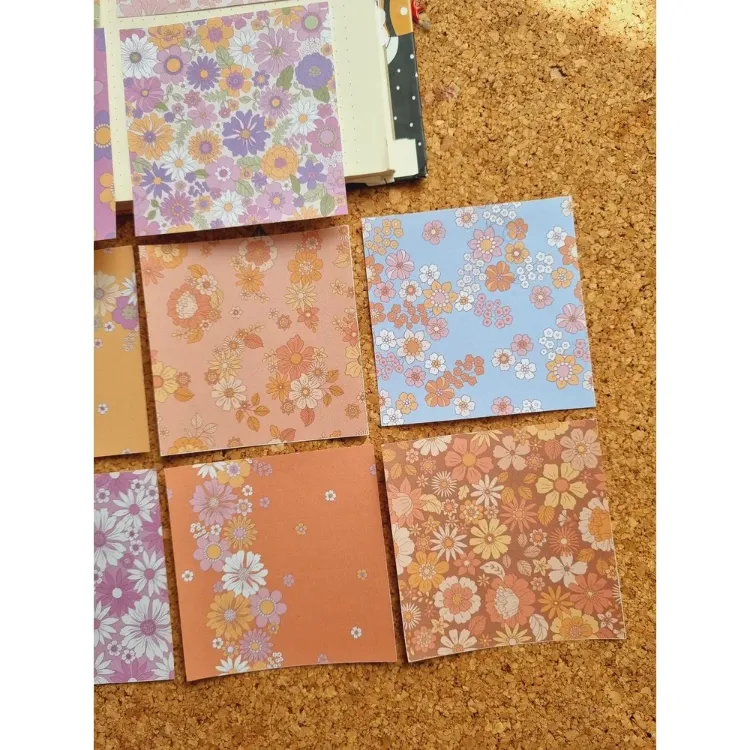 Pastel Renkli Çiçekli Scrapbook Kağıtları