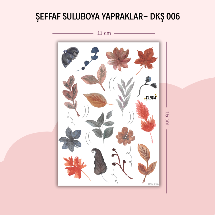 DKŞ-006 Suluboya Yapraklar Sticker