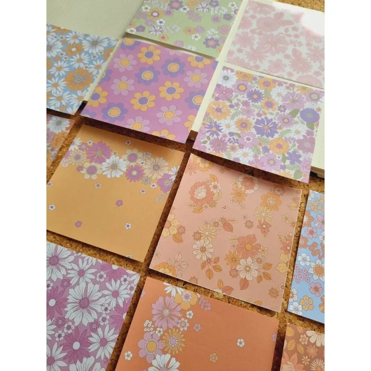 Pastel Renkli Çiçekli Scrapbook Kağıtları