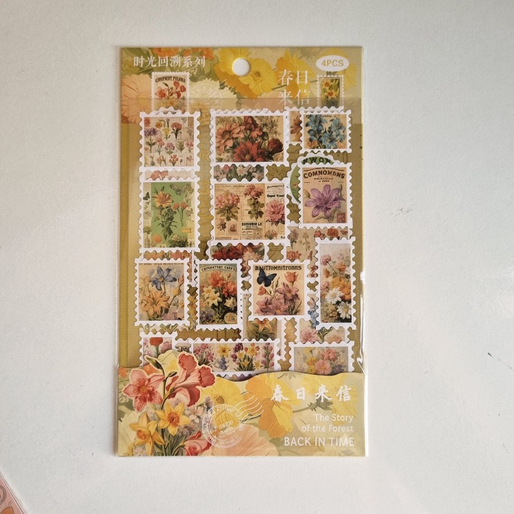4 sayfa Vintage Pul Stickerlar