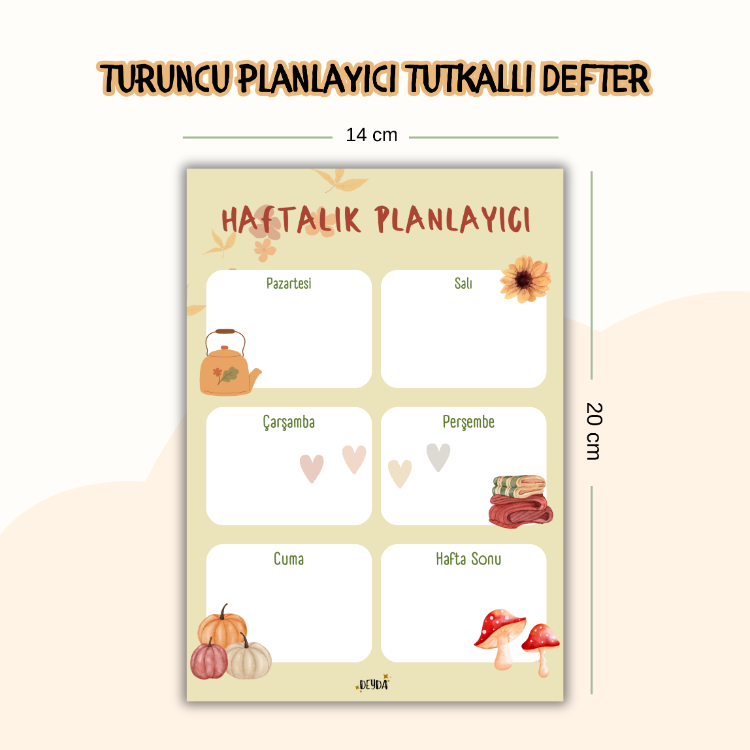 Turuncu Planlayıcı Tutkallı Defter