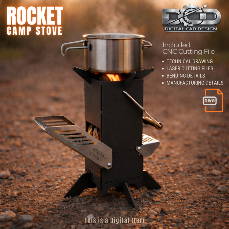 Rocket Camp Stove Dxf Files, Fire Pit, Dwg files for laser cutting and Manufacturing, Kamp Ocağı