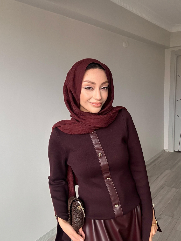 Bordo Deri Etekli Takım
