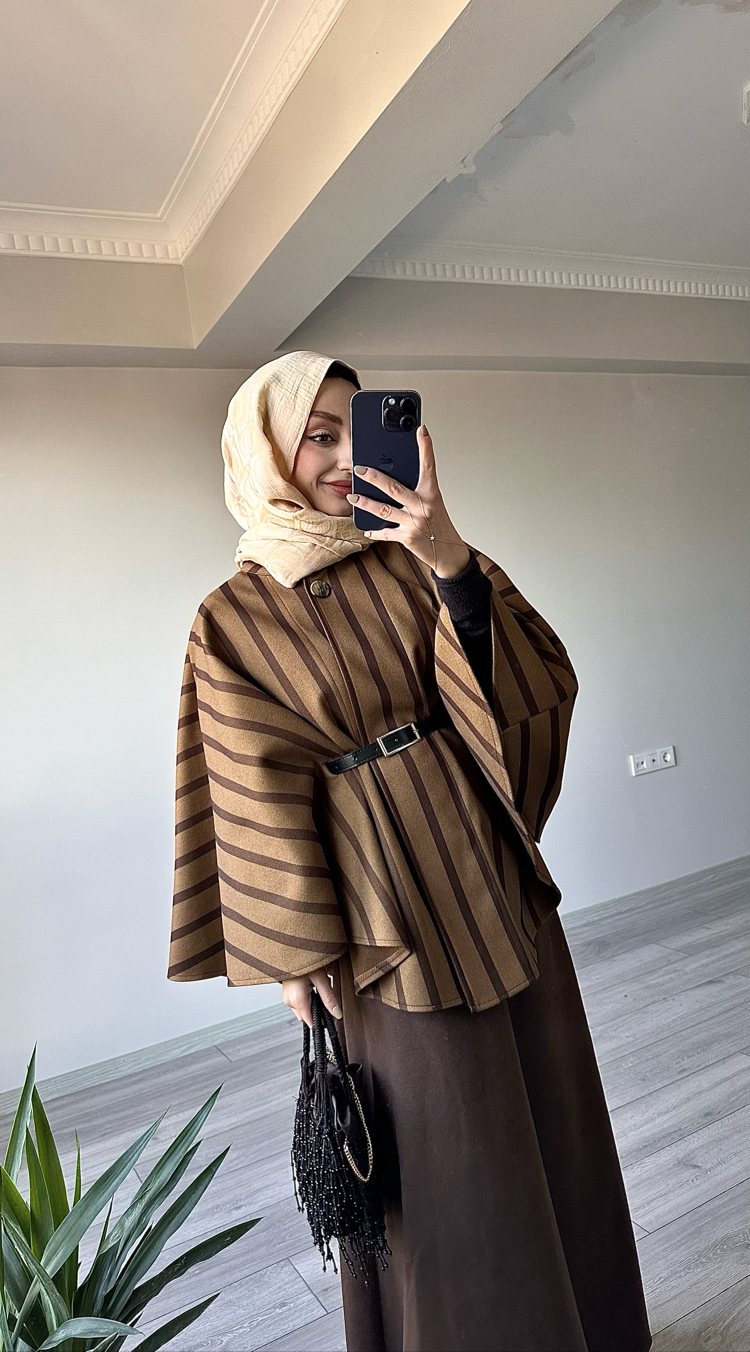 CAMEL ÇİZGİLİ PANÇO