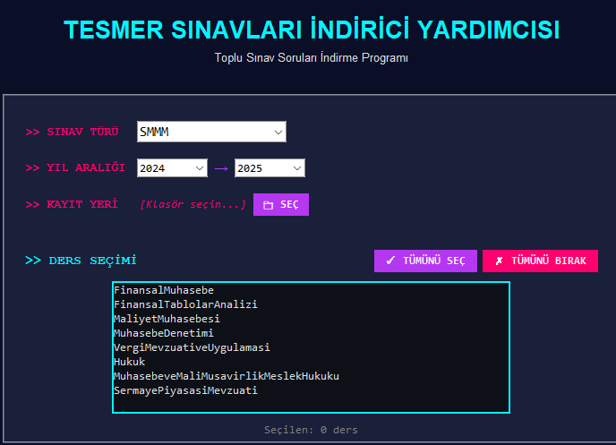TESMER Çıkmış Sınav Soruları İndirme Hizmeti