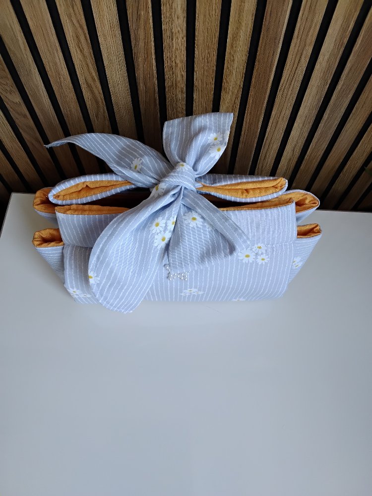 Çiçek Desenli & İnci Detaylı Kumaş Organizer