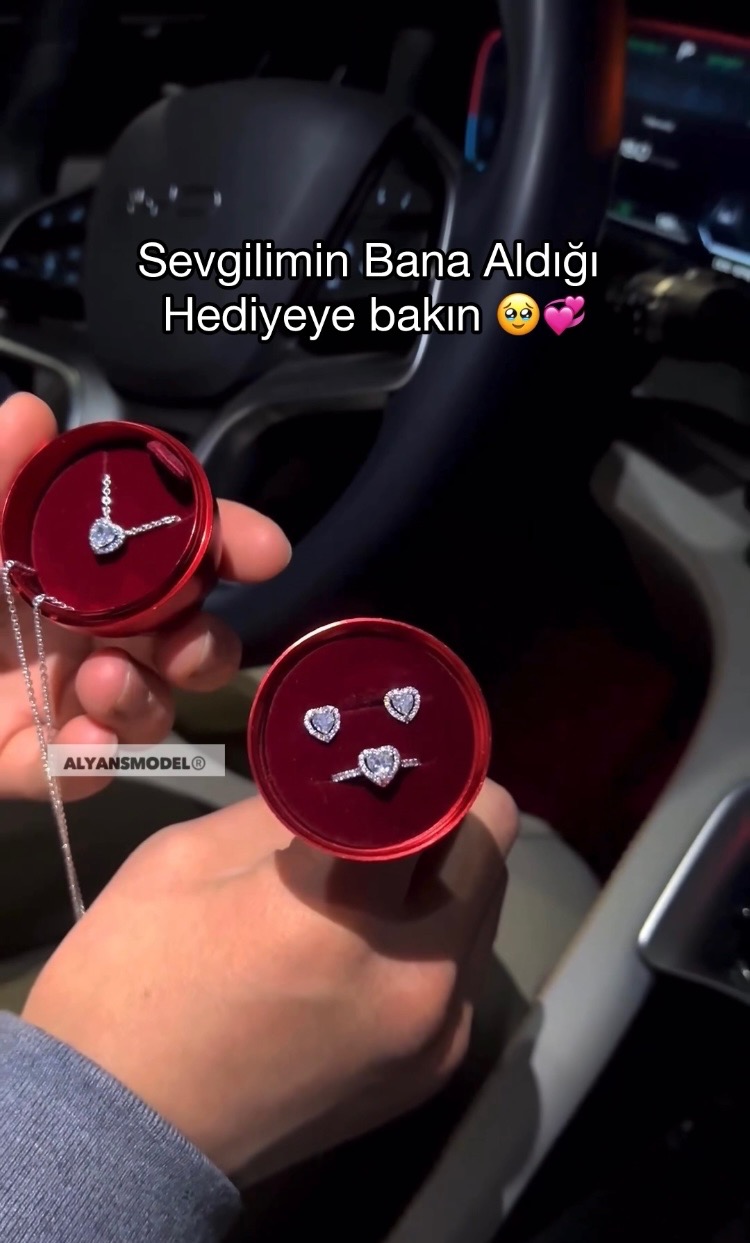 Özel Tasarım Işıltılı Kalp Set 