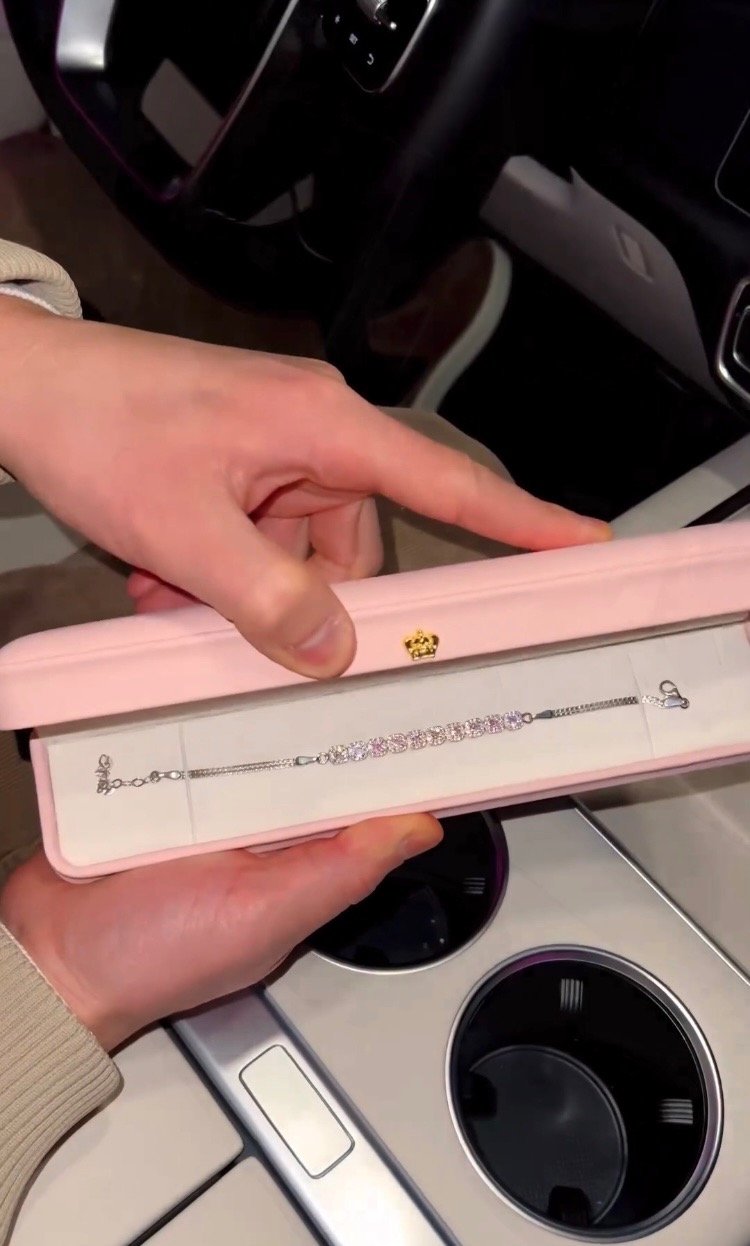 Pırlanta Kesim Pink Baget Bileklik