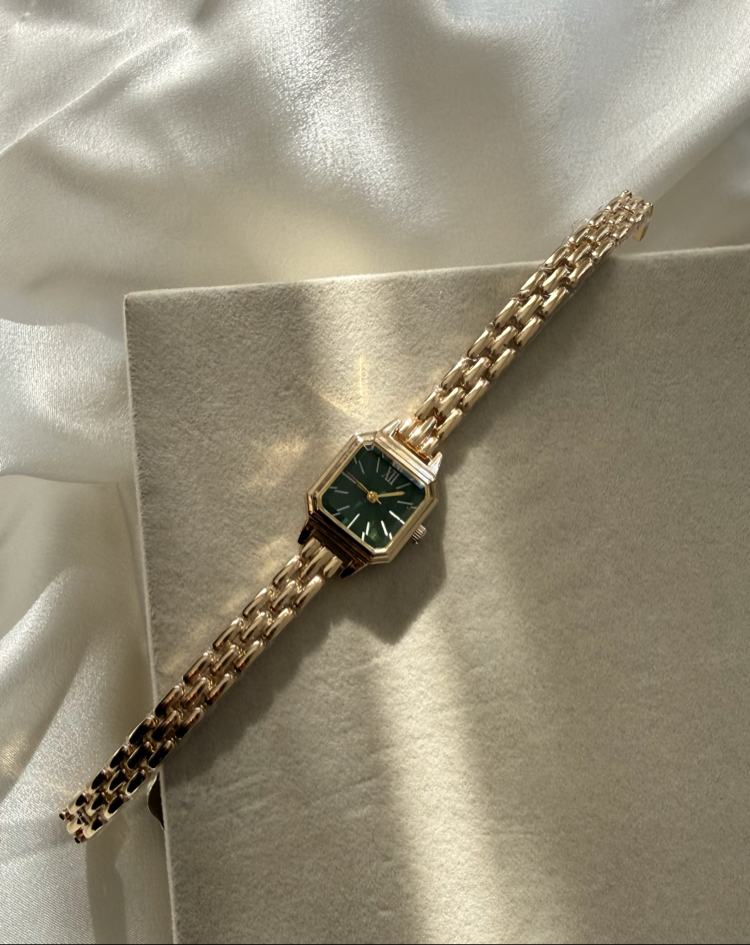 Gold vintage model kol saati (yeşil kadran)