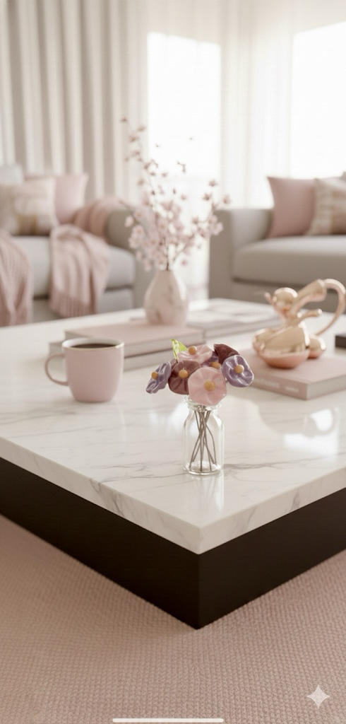 Murano Pembe Cam Çiçekler