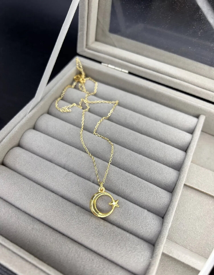 Ay yıldız kolye gold renk