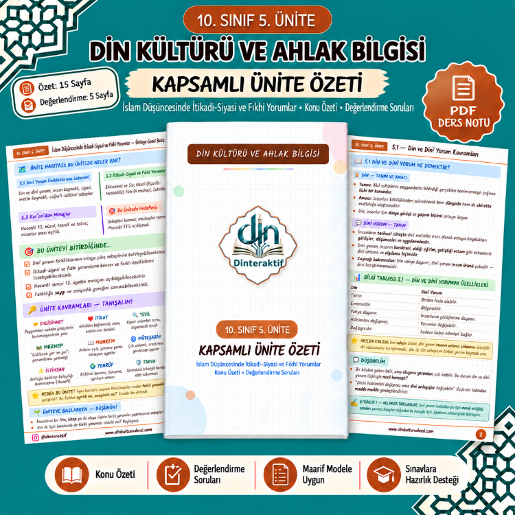  10. SINIF 5. ÜNİTE KAPSAMLI ÖZET-DEĞERLENDİRME PDF