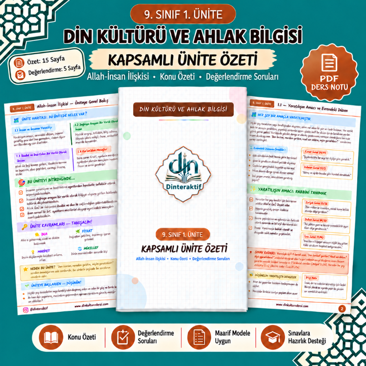 9. SINIF 1. ÜNİTE KAPSAMLI ÖZET-DEĞERLENDİRME PDF