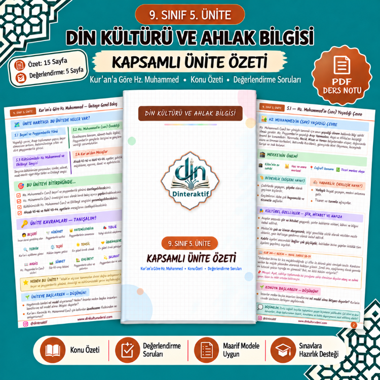9. SINIF 5. ÜNİTE KAPSAMLI ÖZET-DEĞERLENDİRME PDF