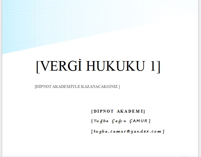 VERGİ HUKUKU 1