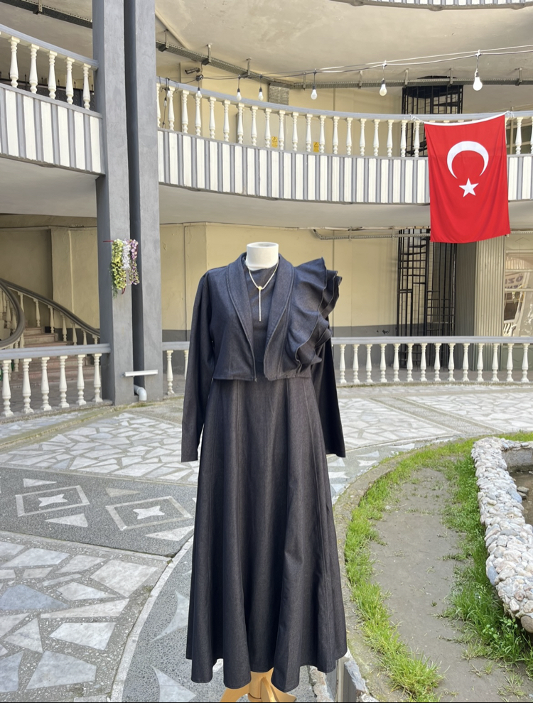 Denim Ceket Jile Tesettür Uyumlu İkili Takım Elbise