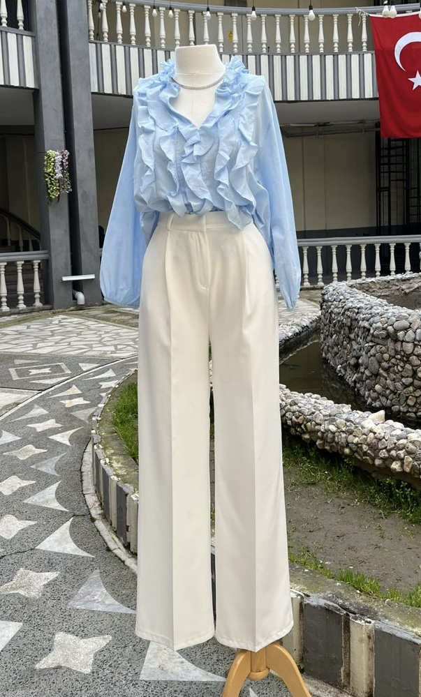 Yüksek Bel Palazzo Model Pantolon
