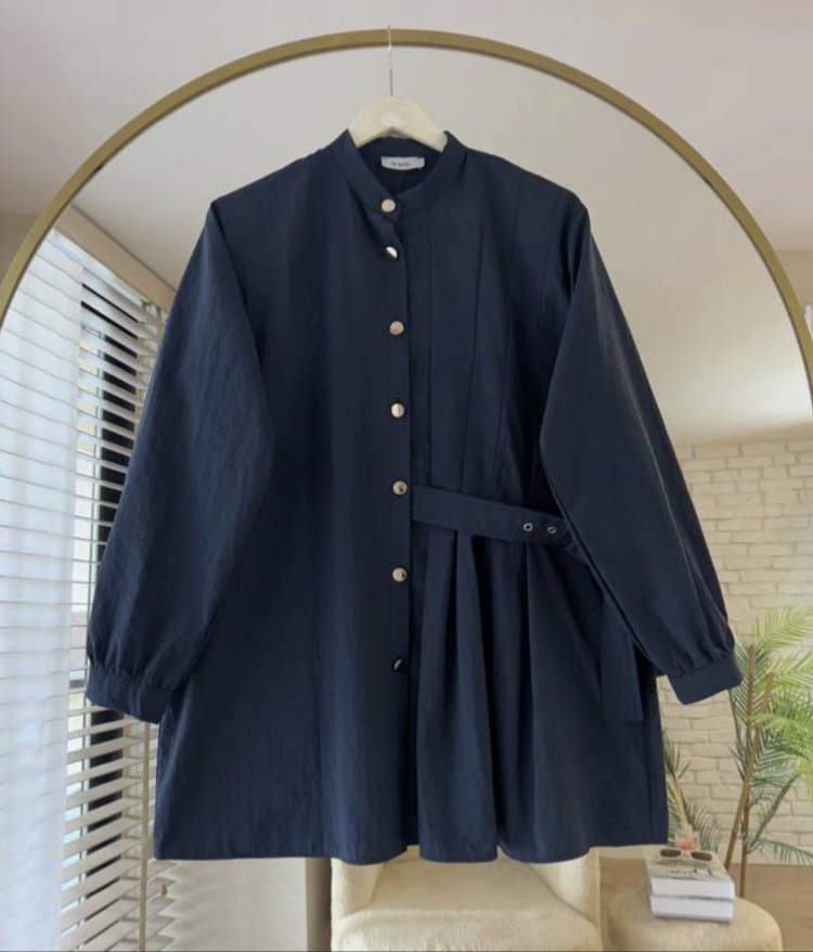 Oversize Paraşüt Kumaş Kuşaklı Gömlek