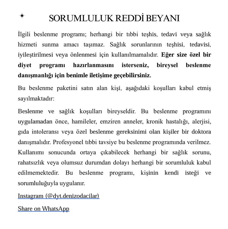 7 Günlük Kilo Verme Diyet Programı