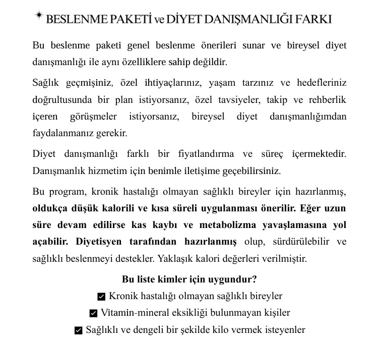 7 Günlük Kilo Verme Diyet Programı