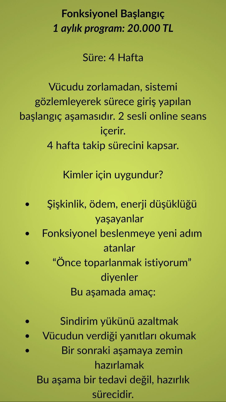 1 AYLIK FONKSİYONEL BAŞLANGIÇ PROGRAMI