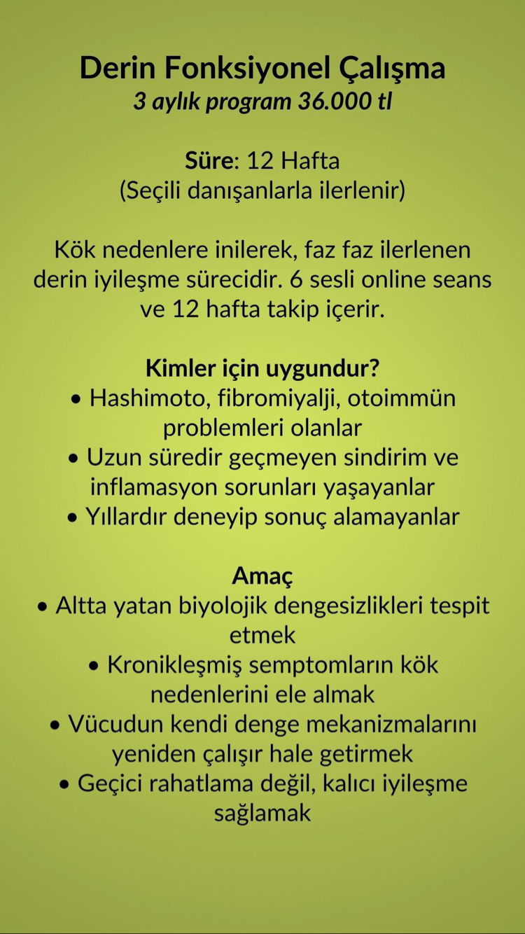 3 AYLIK FONKSİYONEL DÖNÜŞÜM PROGRAMI