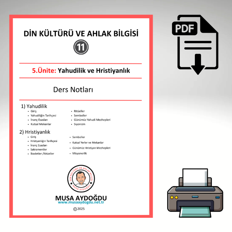 11.Sınıf 5.Ünite: Yahudilik ve Hristiyanlık-Ders Notları