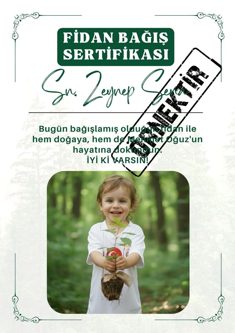 FİDAN BAĞIŞ SERTİFİKASI 