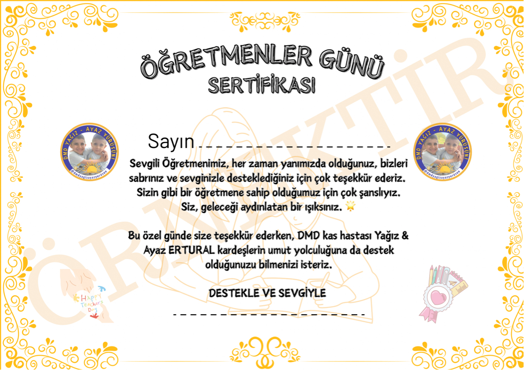 Öğretmenler Günü Sertifikası
