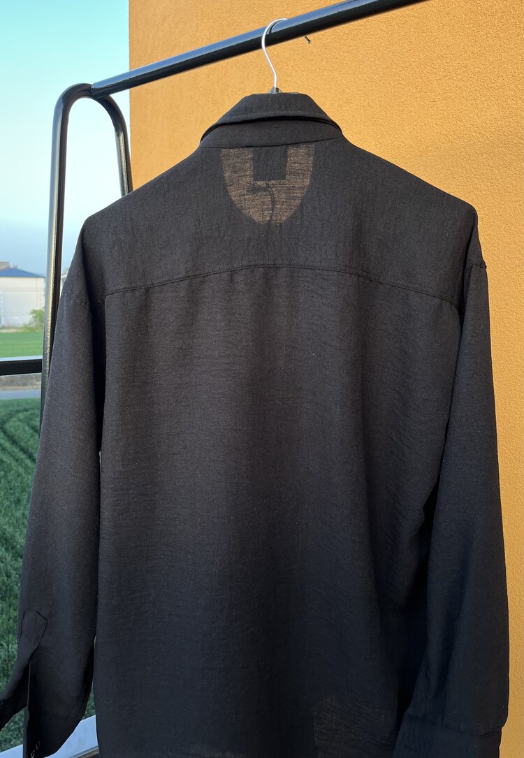 Siyah Oversize Keten Gömlek