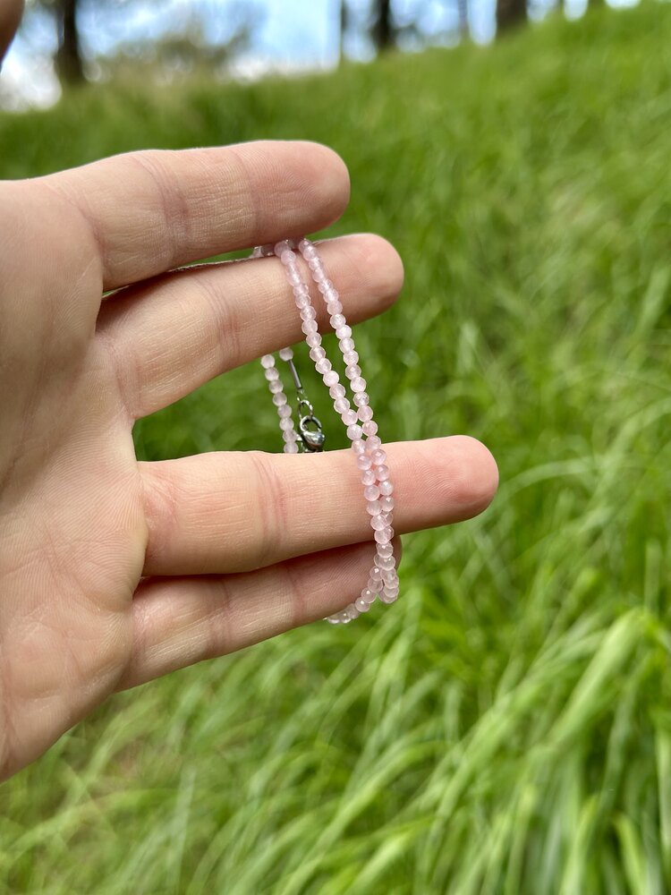 3 mm Pembe kuvars taşı bileklik