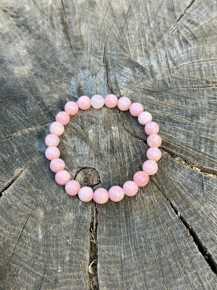 Sertifikalı 8 mm pembe Opal Taşı Bileklik
