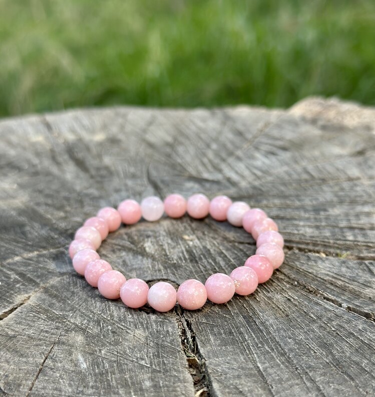 Sertifikalı 8 mm pembe Opal Taşı Bileklik