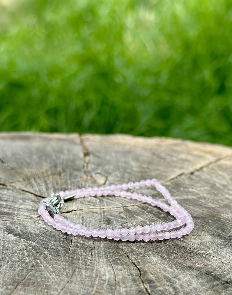 3 mm Pembe kuvars taşı bileklik