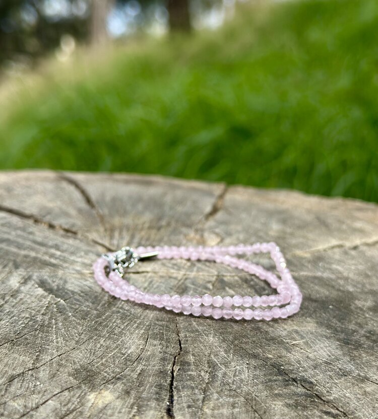 3 mm Pembe kuvars taşı bileklik